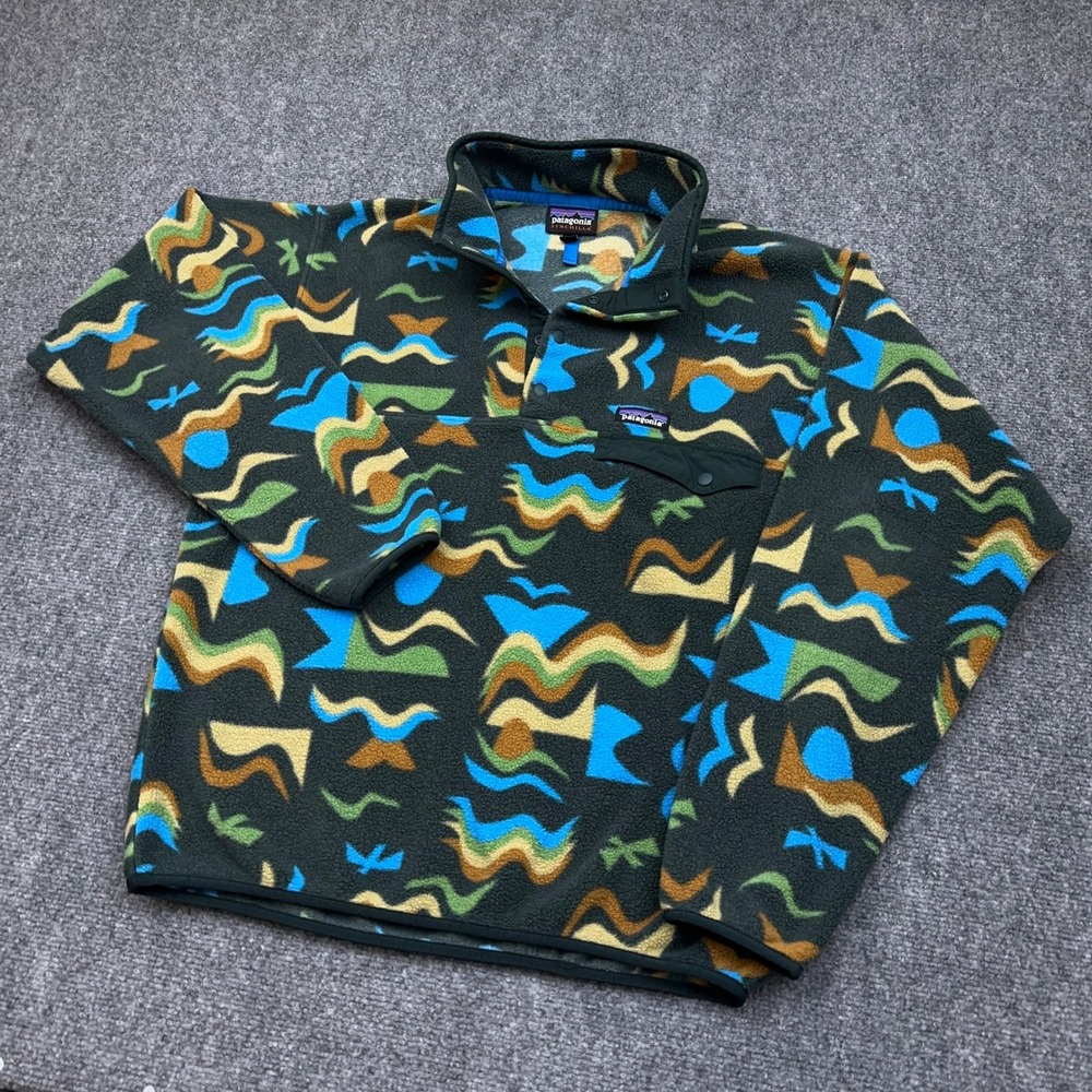 Patagonia Lightweight Synchilla Snap-T Pullover Mens Medium Arctic Collage Green